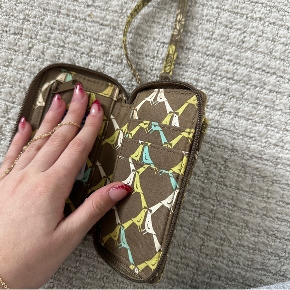 Vera Bradley Wristlet Coin Wallet Purse Retired Green Yellow 3.5x6 zipper strap - Picture 4 of 4